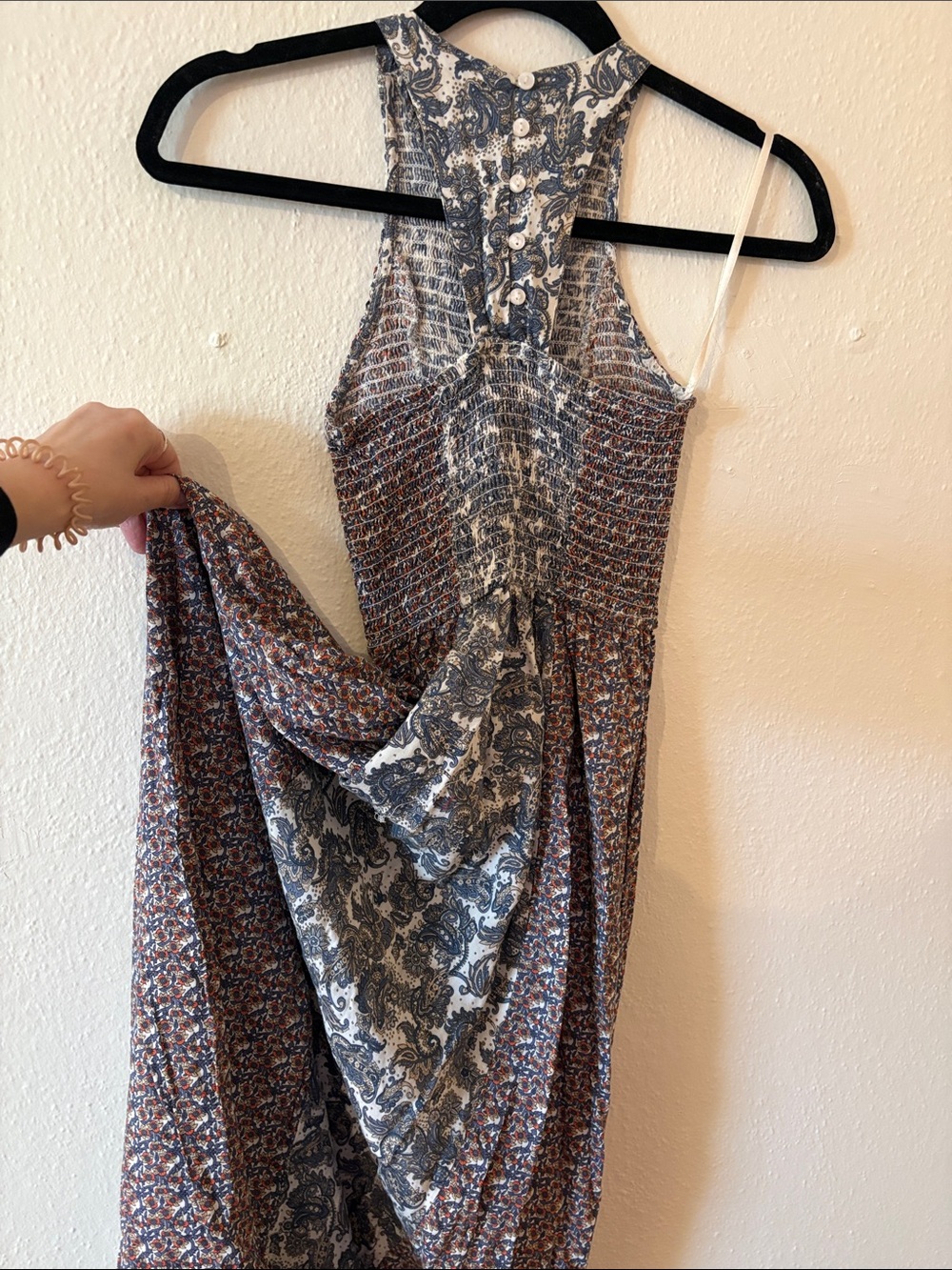 Japna Mixed Floral Halter Maxi Dress in Blue and Brown - Picture 8 of 13